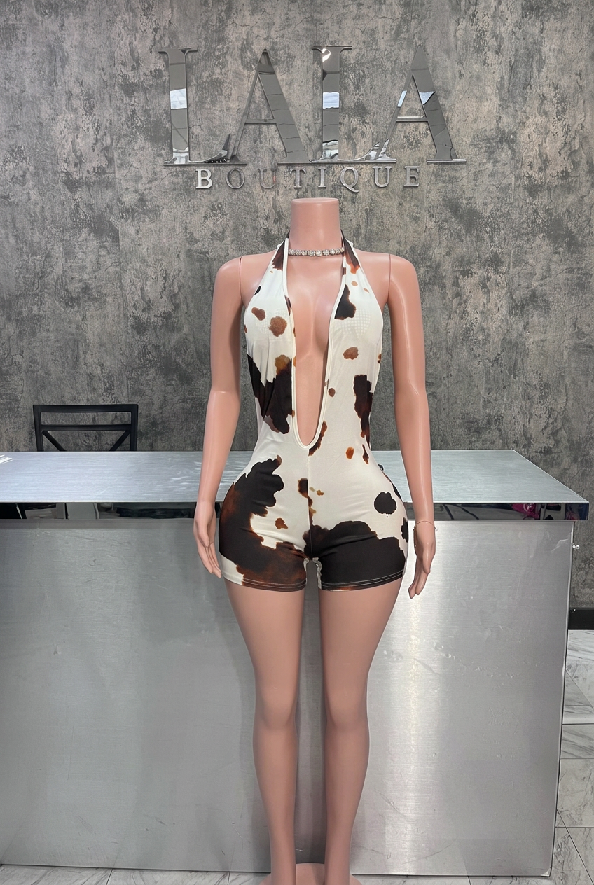 Cow print romper