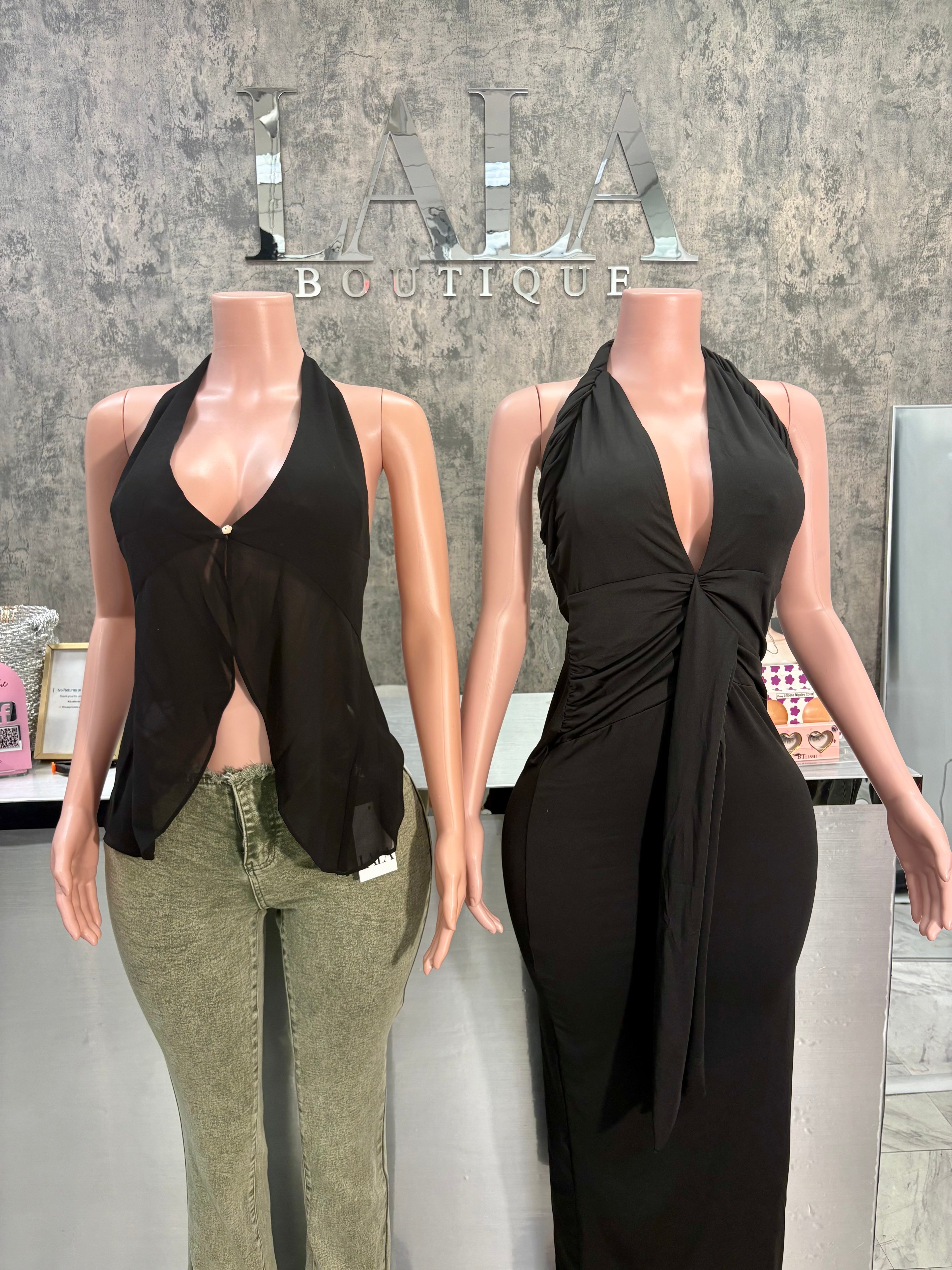 Black Bailey Halter Top