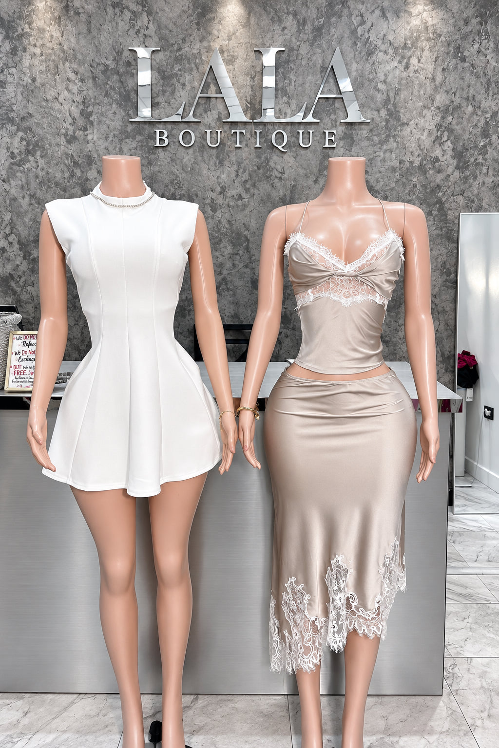 Champagne midi skirt set