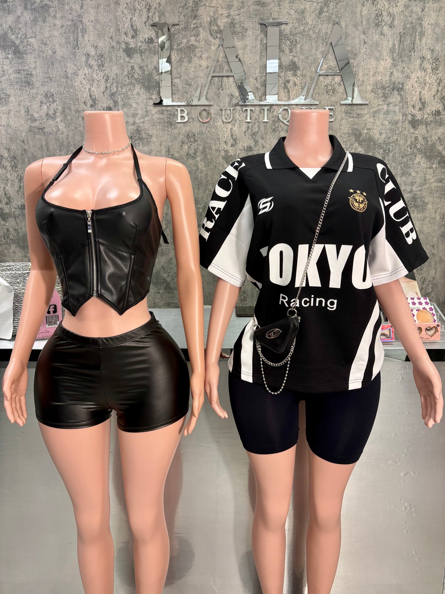 Black leather tank