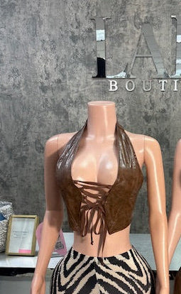 Brown leather halter
